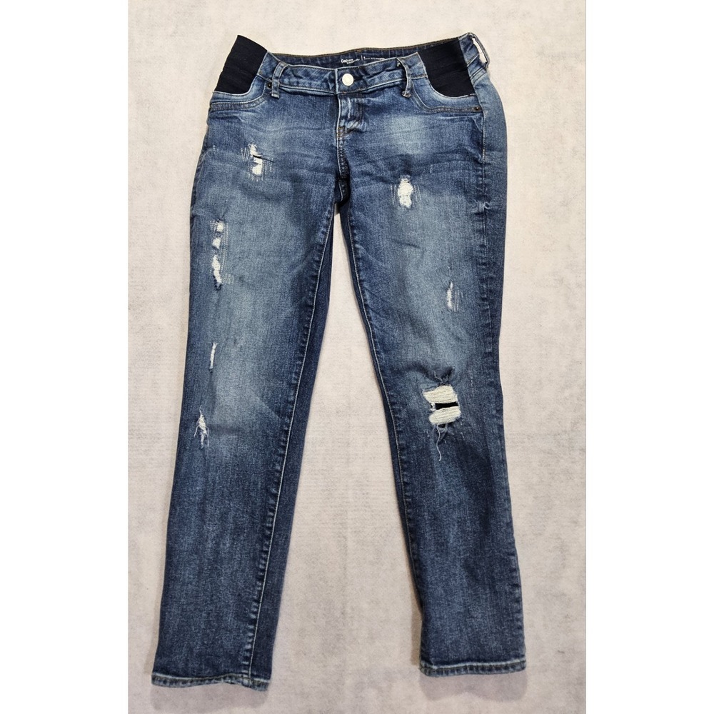 Gap Maternity Jeans 4 / 27 Skinny  Distressed Best Girlfriend Ankle Inset Panel‎